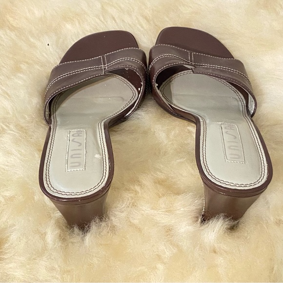 Unisa Brown Leather Heeled Slide Sandals size 6 1/2 B - Picture 4 of 11